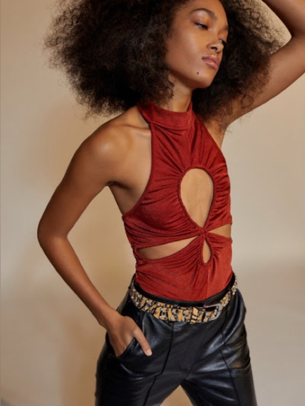 Urban Outfitters keyhole cut-out tank top in maroon red